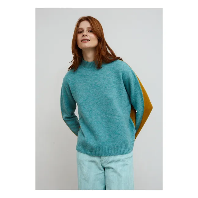 Zweifarbiger Twist-Pullover | Blau