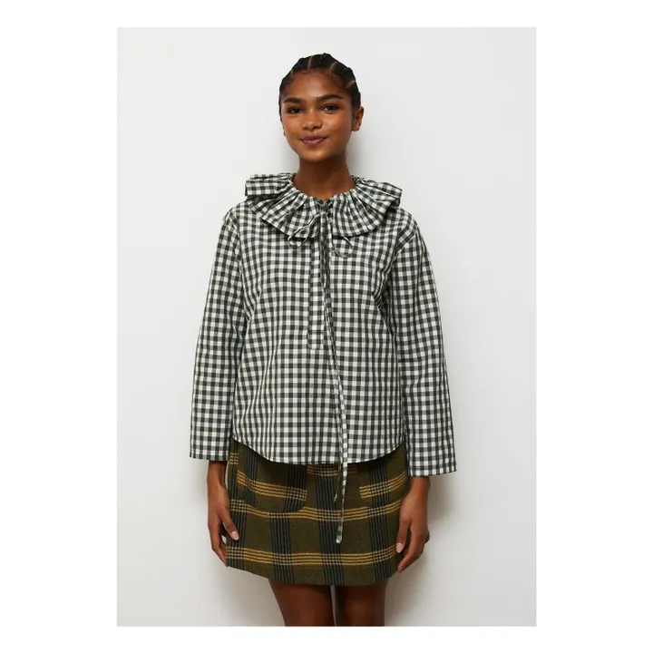 Blouse Heidi Carreaux | Vert kaki- Image produit n°1