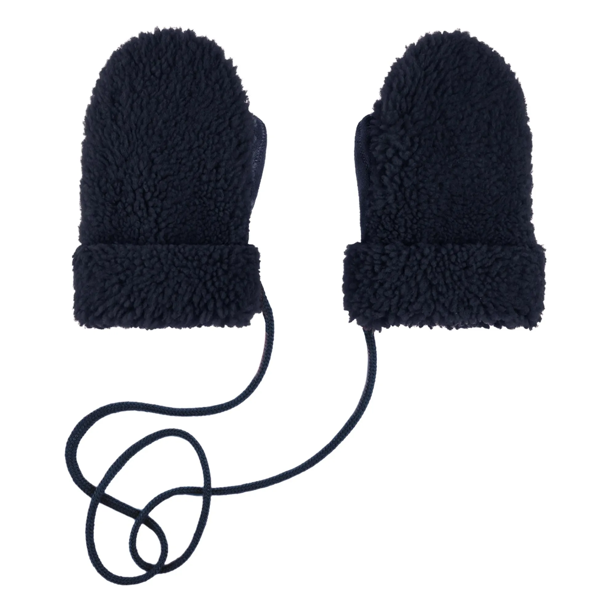 Ilda's Sheep Navy Blue Teddy Peau Lainée Merinos Mittens - Children's Collection