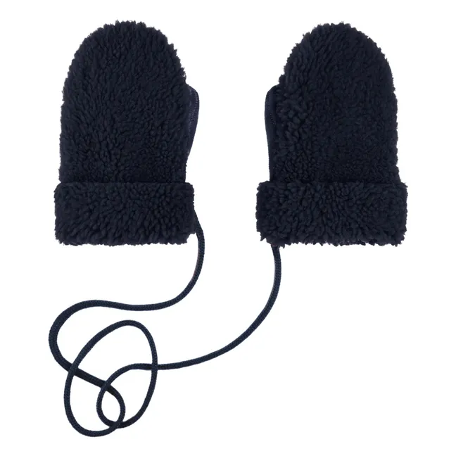 Teddy Peau Lainée Merinos Mittens - Children's Collection | Navy blue