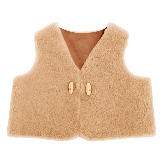 Chaleco reversible de lana merino sin mangas - Colección Bebé | Beige