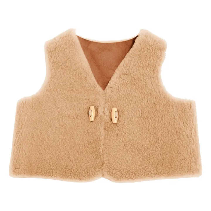 Gilet Sans Manches Reversible Peau Lainée Mérinos - Collection Bébé | Beige- Image produit n°1
