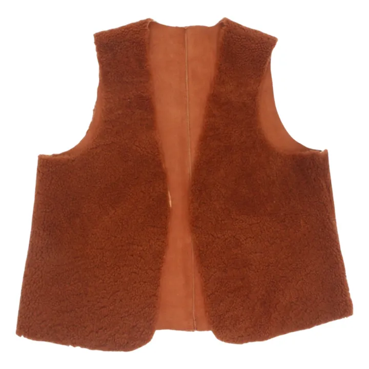 Veste Sans Manches Peau Lainée Mérinos | Marron- Image produit n°0
