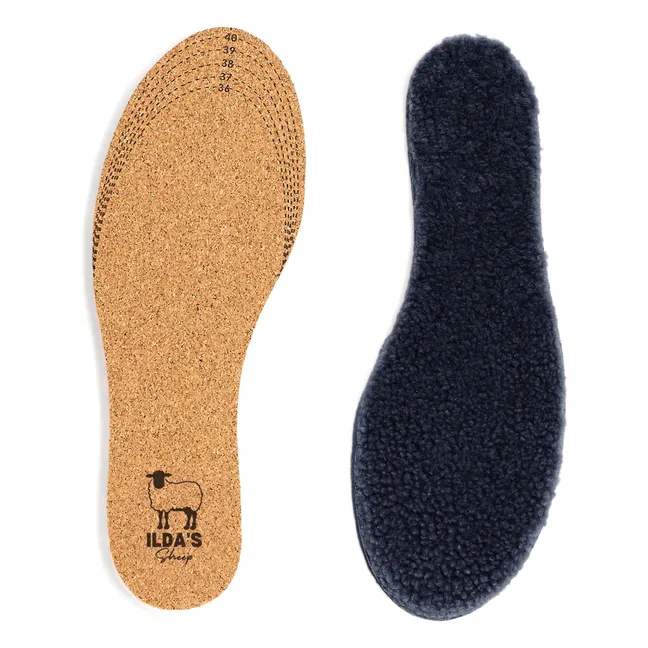 Einlegesohlen Wollhaut Merino und Kork | Navy