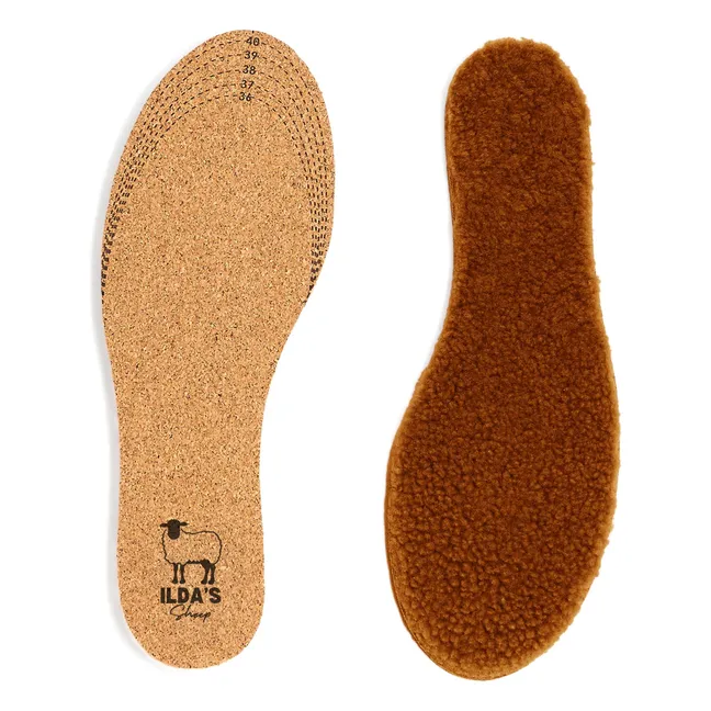 Einlegesohlen Wollhaut Merino und Kork | Braun