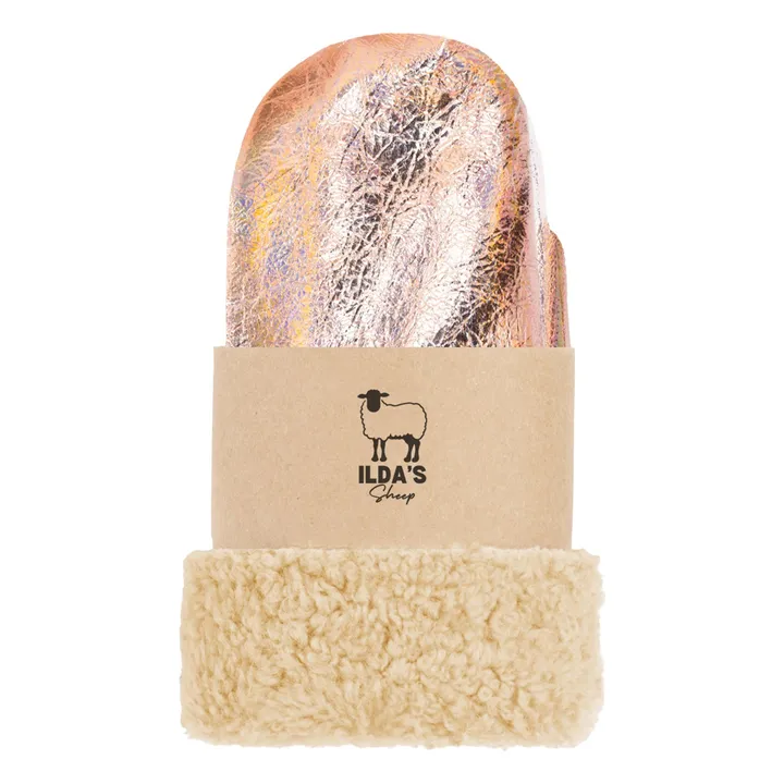 Moufles Peau Lainée Mérinos Métallisées | Or rose- Image produit n°3