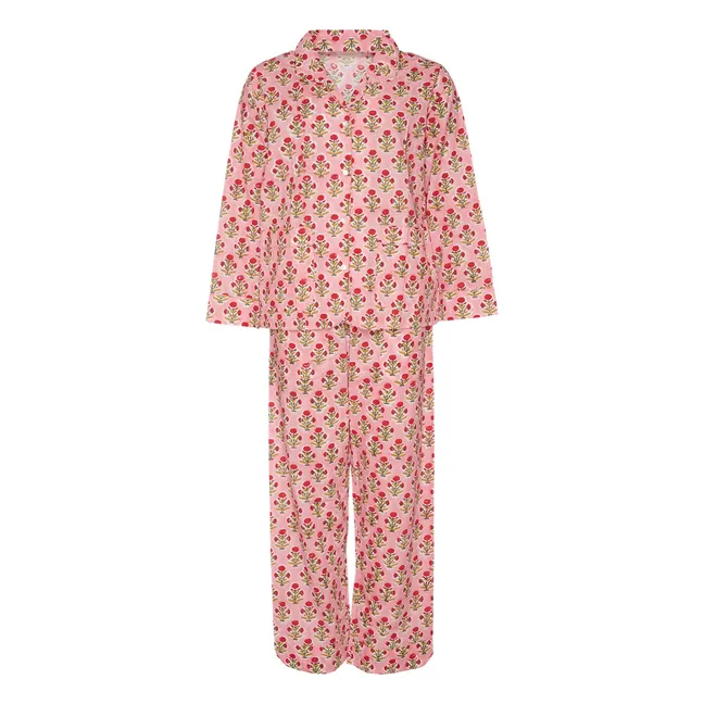 Pyjama Nuit Fleuri Coton Bio | Rose