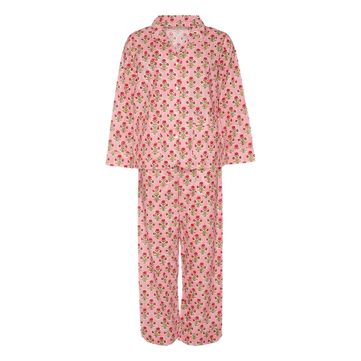 Pyjama Nuit Fleuri Coton Bio | Rose- Image produit n°0