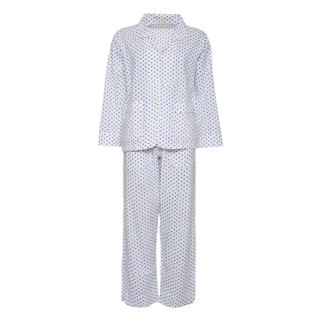 Pijama de noche de algodón orgánico de lunares | Azul Marino