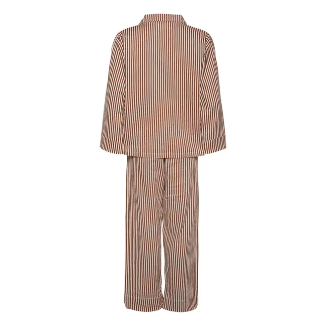 Pyjama Nuit Rayé Coton Bio | Marron