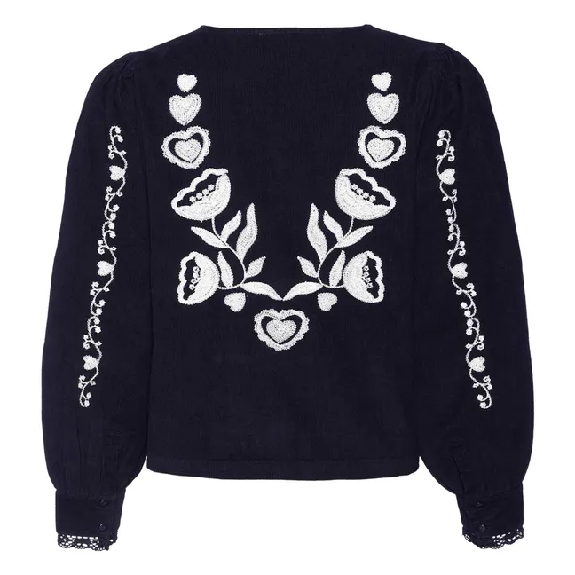 Blouse Kamma Velours Côtelé Coton Bio | Bleu marine