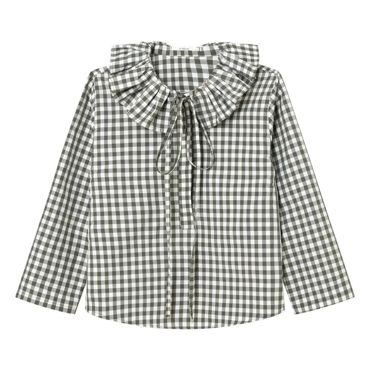 Blouse Heidi Carreaux | Vert kaki- Image produit n°0