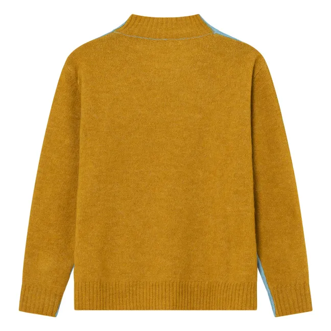 Zweifarbiger Twist-Pullover | Blau