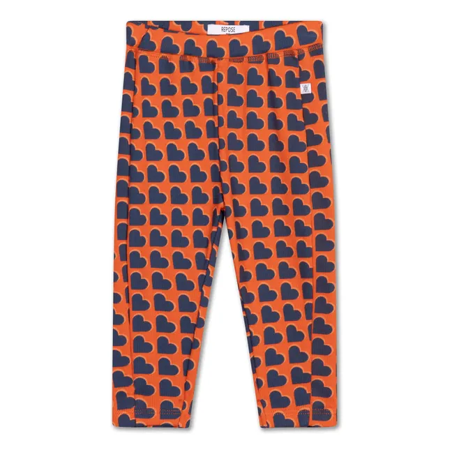 Legging Corazones de Bebé de Algodón Ecológico | Rojo sangre