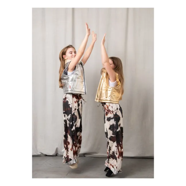 Veste Sans Manches Col Sherpa Métallisée | Doré