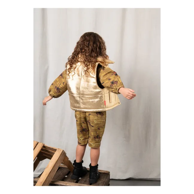 Veste Sans Manches Col Sherpa Métallisée | Doré