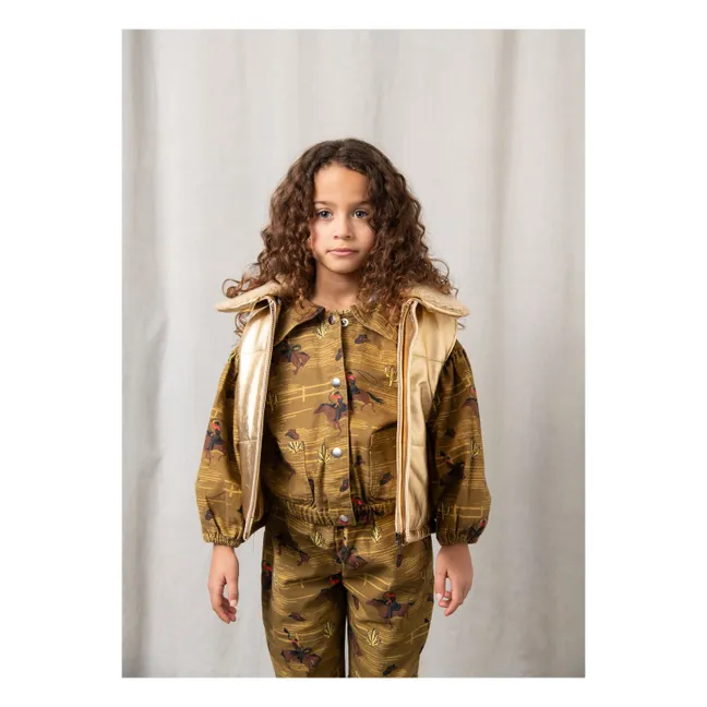 Veste Sans Manches Col Sherpa Métallisée | Doré