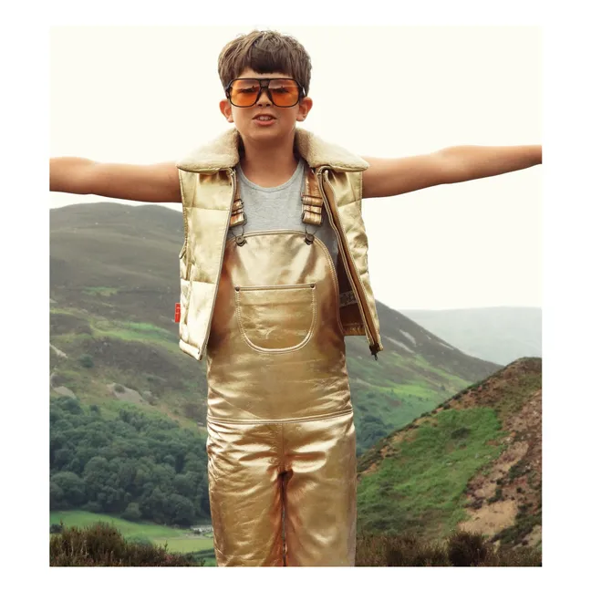 Veste Sans Manches Col Sherpa Métallisée | Doré