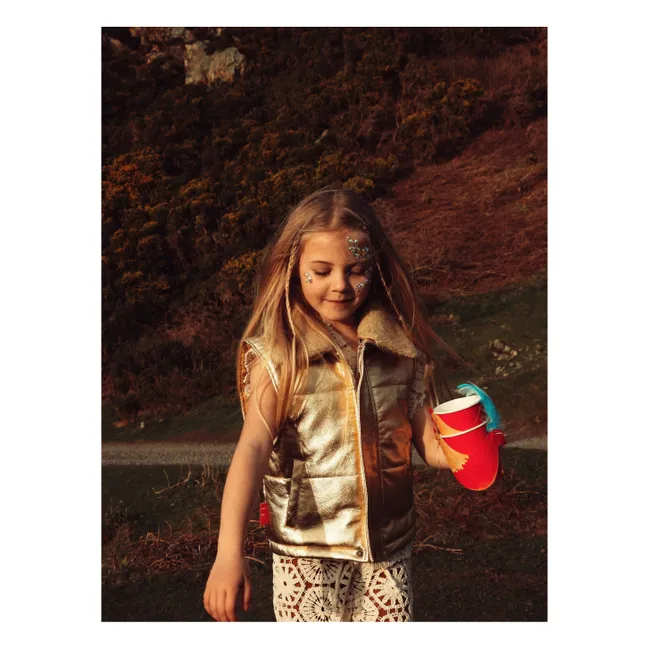 Veste Sans Manches Col Sherpa Métallisée | Doré