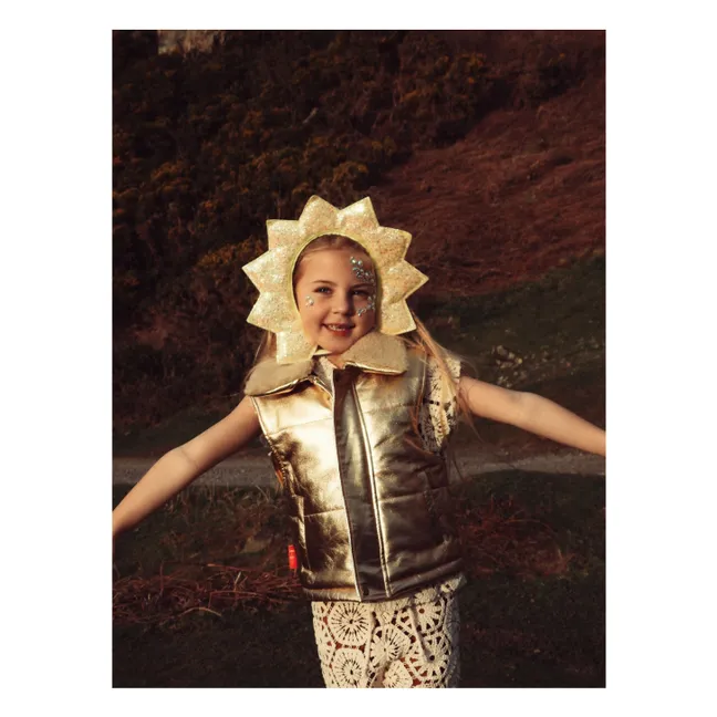 Veste Sans Manches Col Sherpa Métallisée | Doré