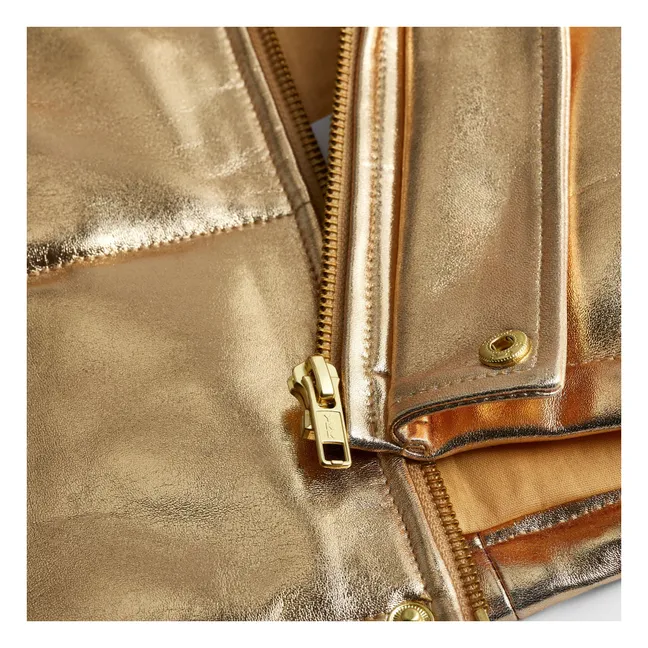 Veste Sans Manches Col Sherpa Métallisée | Doré