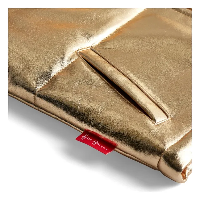 Veste Sans Manches Col Sherpa Métallisée | Doré