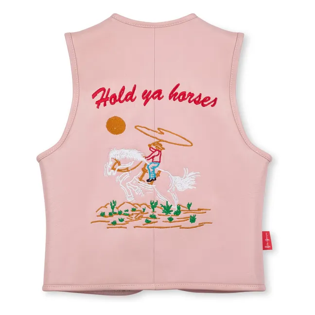 Veste Sans Manches Hold Ya Horses Cuir Nappa | Rose pâle
