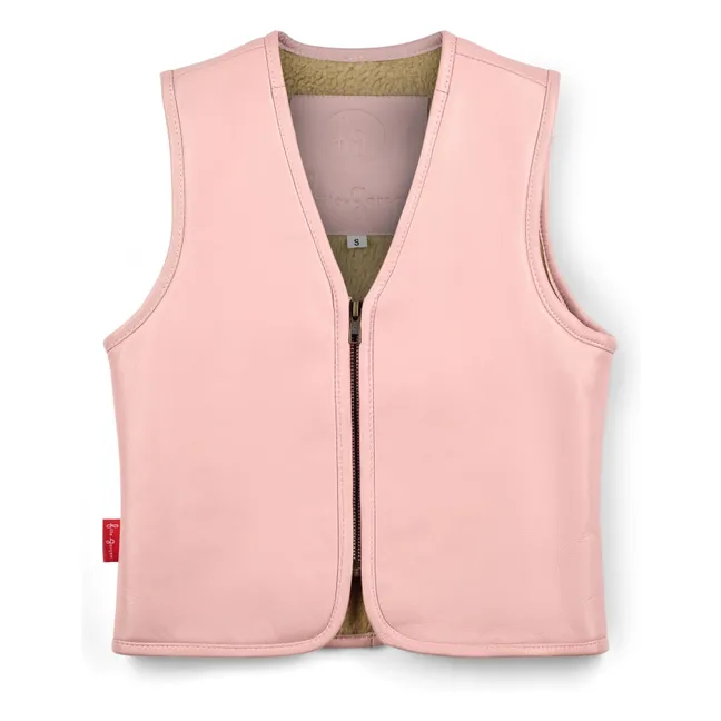 Veste Sans Manches Hold Ya Horses Cuir Nappa | Rose pâle