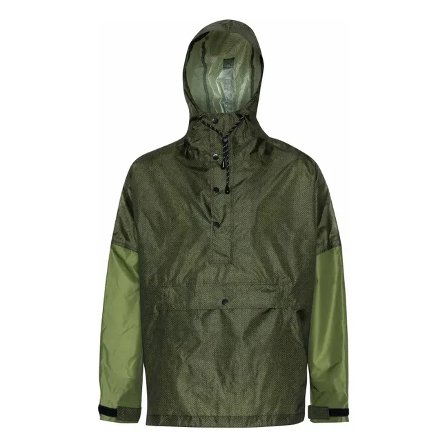 Anorak Imperméable Herringbone | Vert kaki