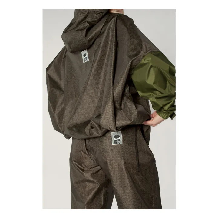 Anorak Imperméable Herringbone | Vert kaki- Image produit n°7