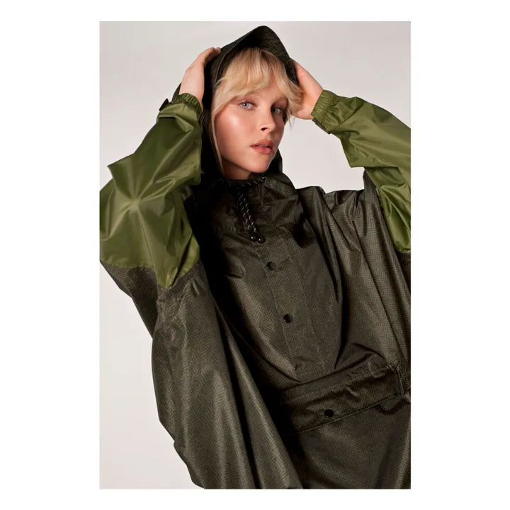 Anorak Imperméable Herringbone | Vert kaki- Image produit n°6