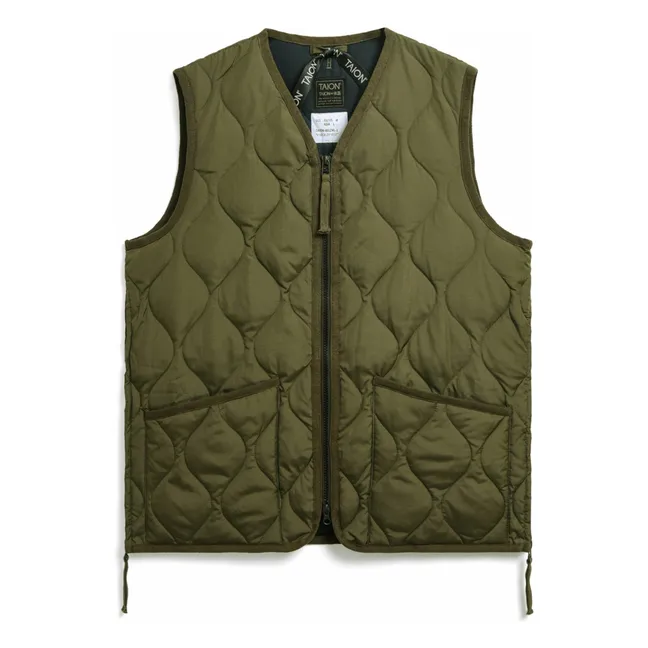 Chaqueta militar unisex sin mangas y cuello en V | Olive
