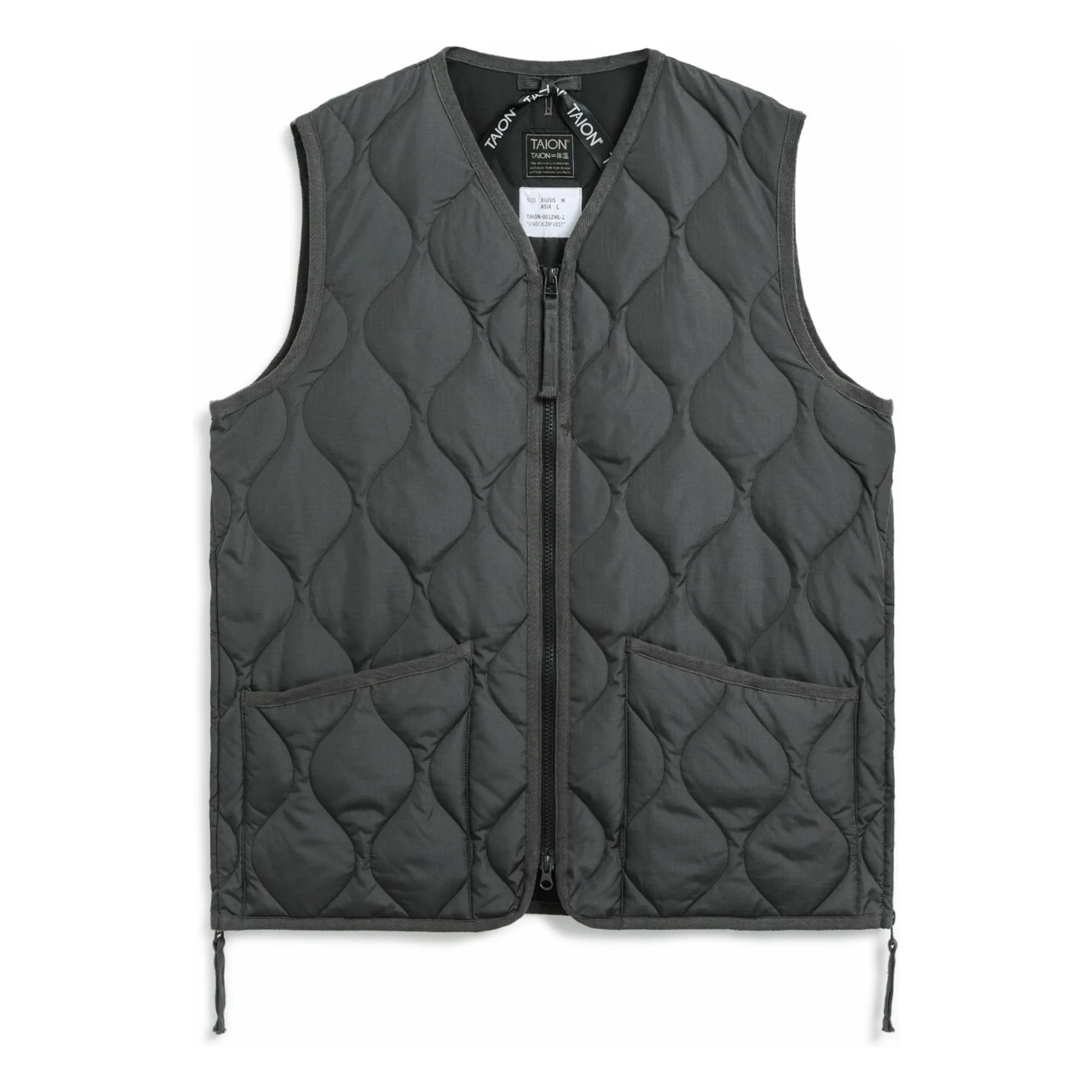 Taion Unisex Carbon V-Neck Sleeveless Military Jacket