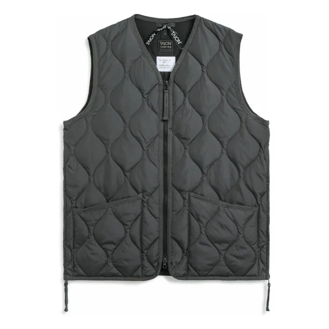 Chaqueta militar unisex sin mangas y cuello en V | Carbón