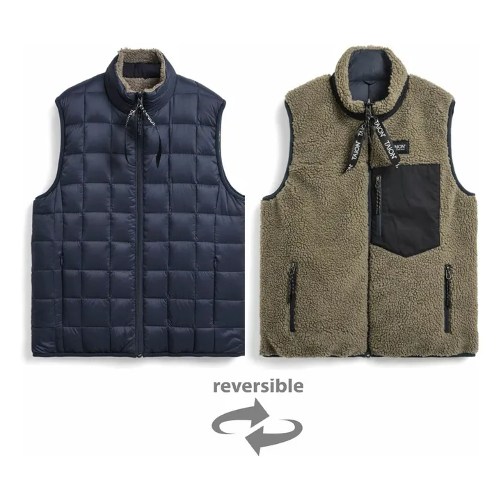 Unisex Reversible Boa Down Sleeveless Jacket | Navy blue - Off-white- Product image n°4