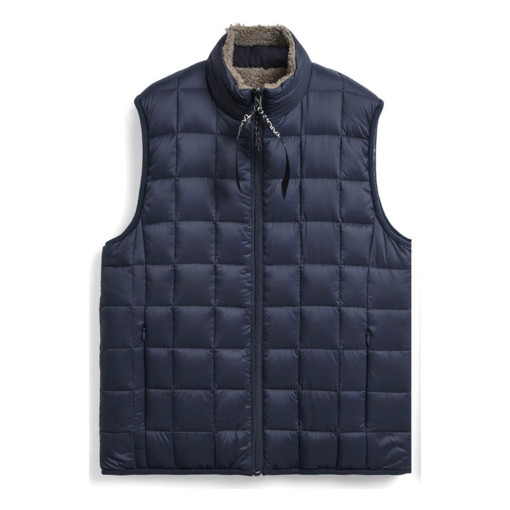 Taion Unisex Navy Blue - Off-White Reversible Boa Down Sleeveless Jacket