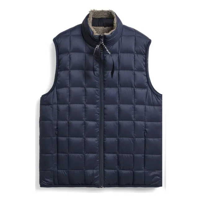 Unisex Reversible Boa Down Sleeveless Jacket | Navy blue - Off-white
