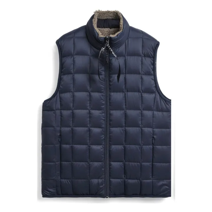 Unisex Reversible Boa Down Sleeveless Jacket | Navy blue - Off-white- Product image n°0