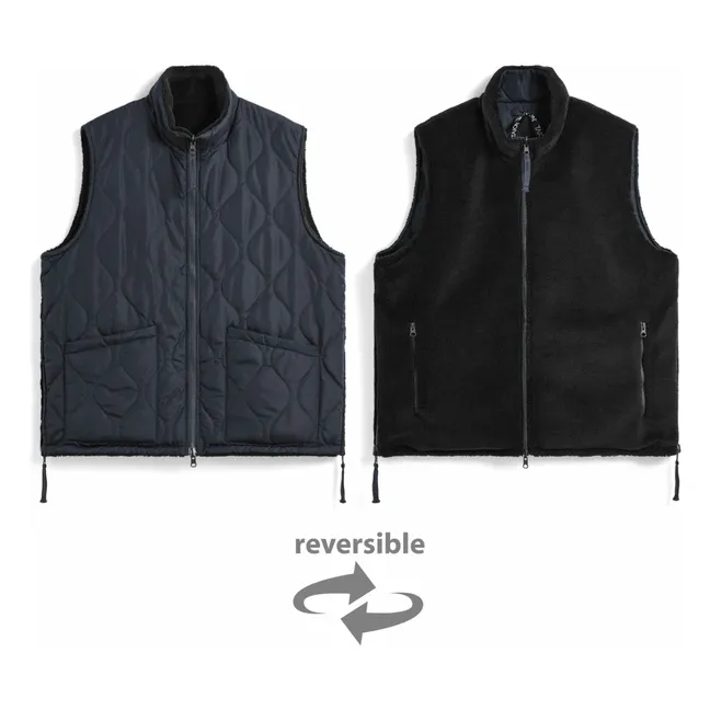 Reversible Military Sleeveless Jacket Stand-up Collar | Navy - Black
