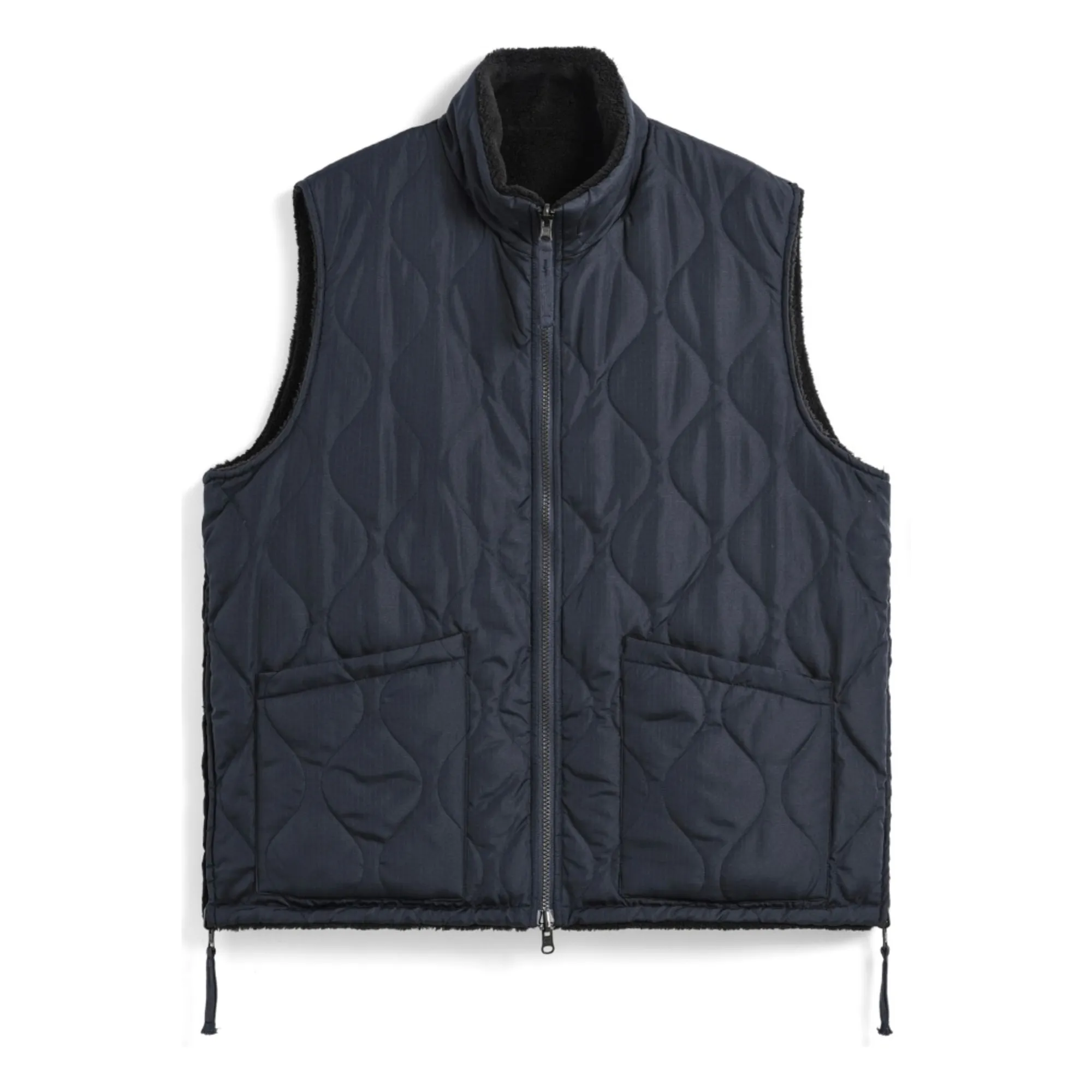 Taion Navy - Black Reversible Military Sleeveless Jacket Stand-Up Collar