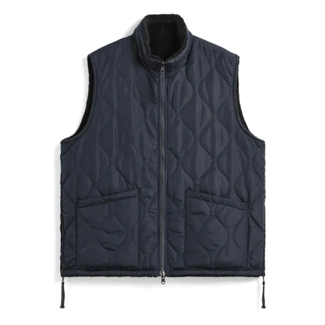 Reversible Military Sleeveless Jacket Stand-up Collar | Navy - Black