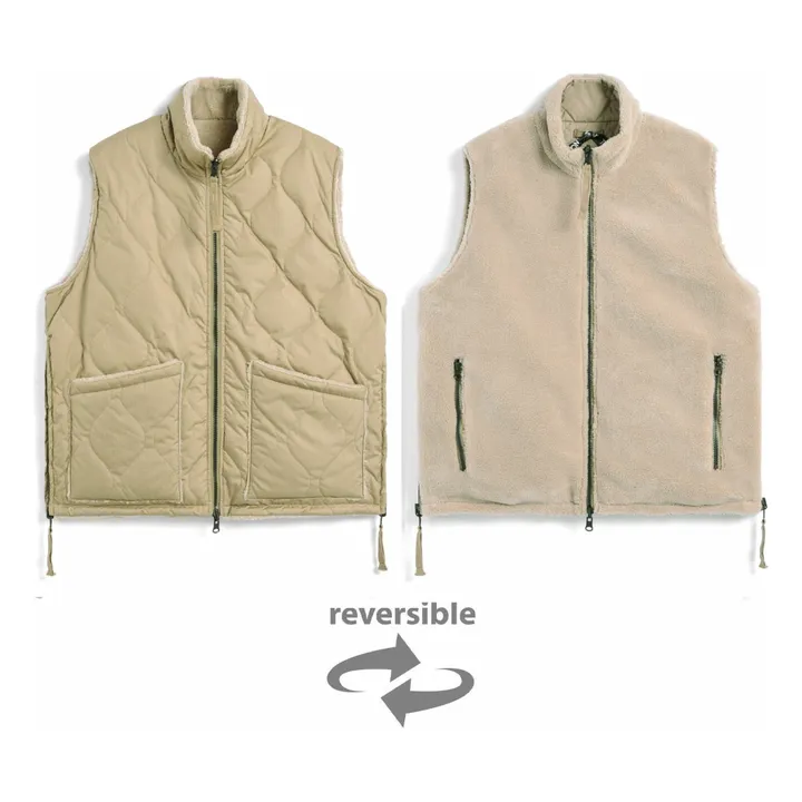 Reversible Military Sleeveless Jacket Stand-up Collar  | Wild Yellow- Product image n°2