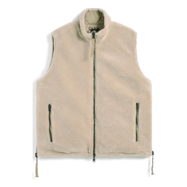 Veste Sans Manches Militaire Réversible Col Montant  | Fauve