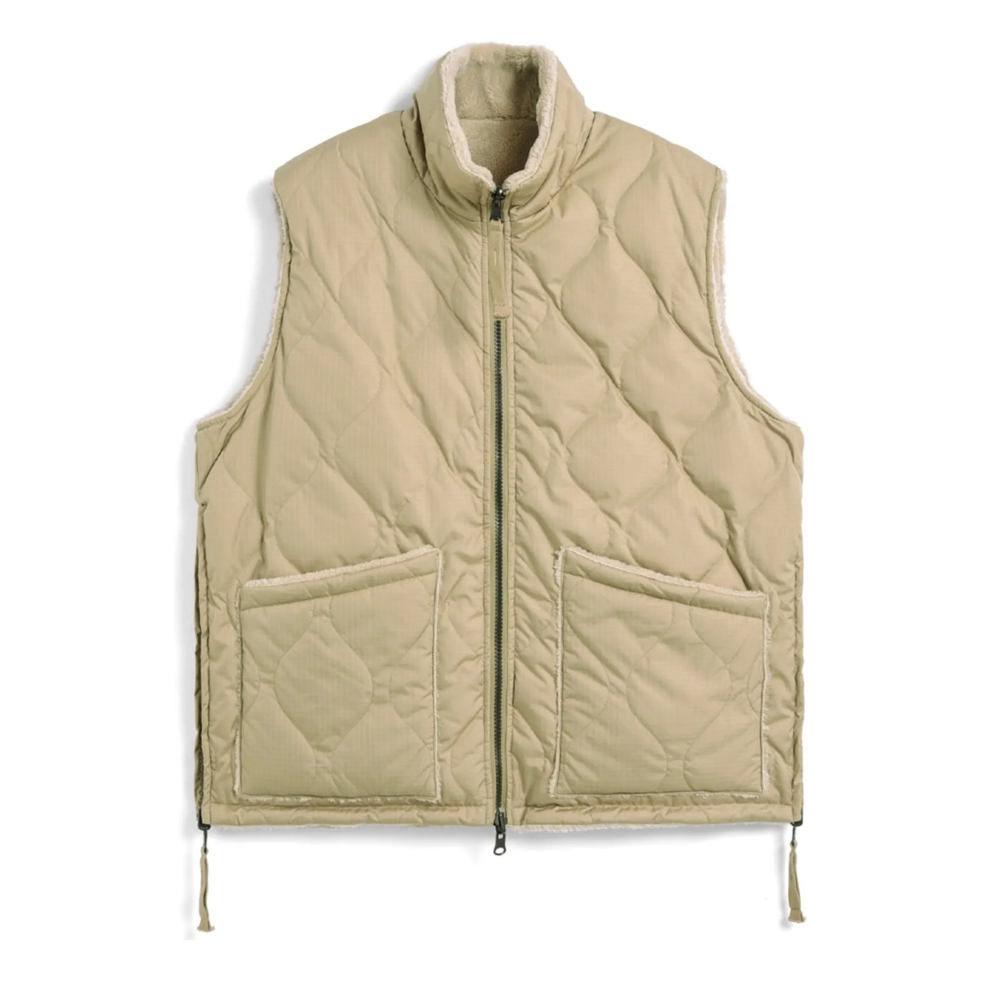 Taion Wild Yellow Reversible Military Sleeveless Jacket Stand-Up Collar