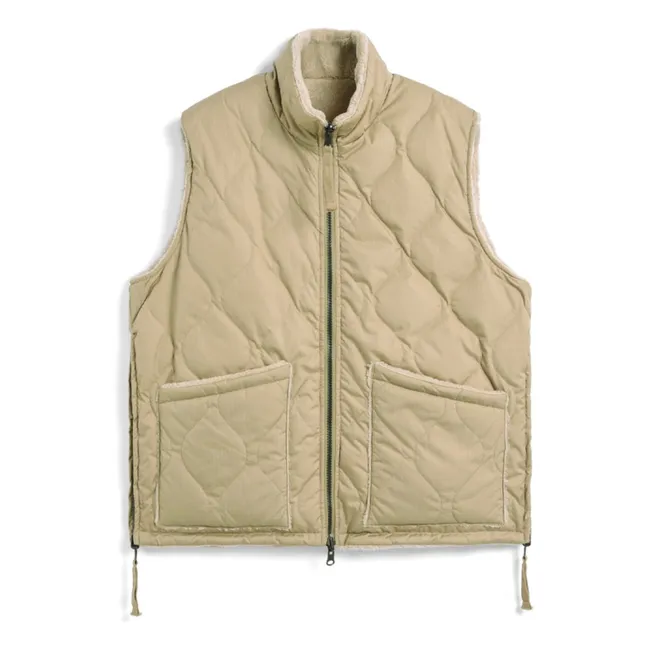 Reversible Military Sleeveless Jacket Stand-up Collar  | Wild Yellow