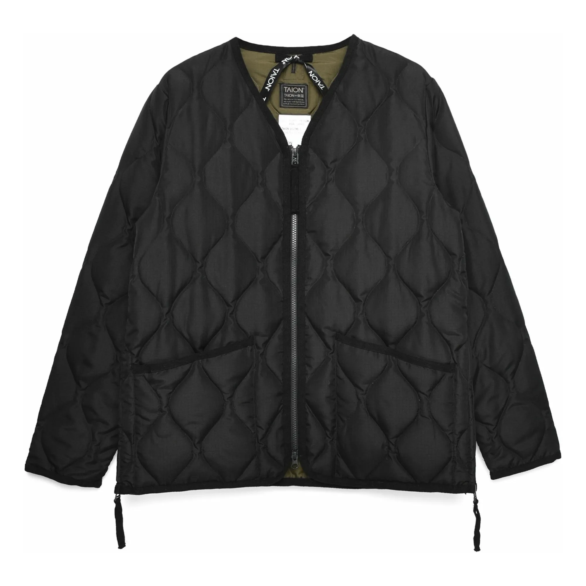 Taion Unisex Black V-Neck Military Jacket