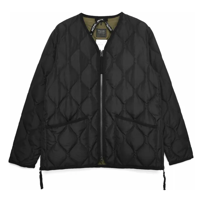 Unisex-Militärjacke mit V-Ausschnitt | Schwarz