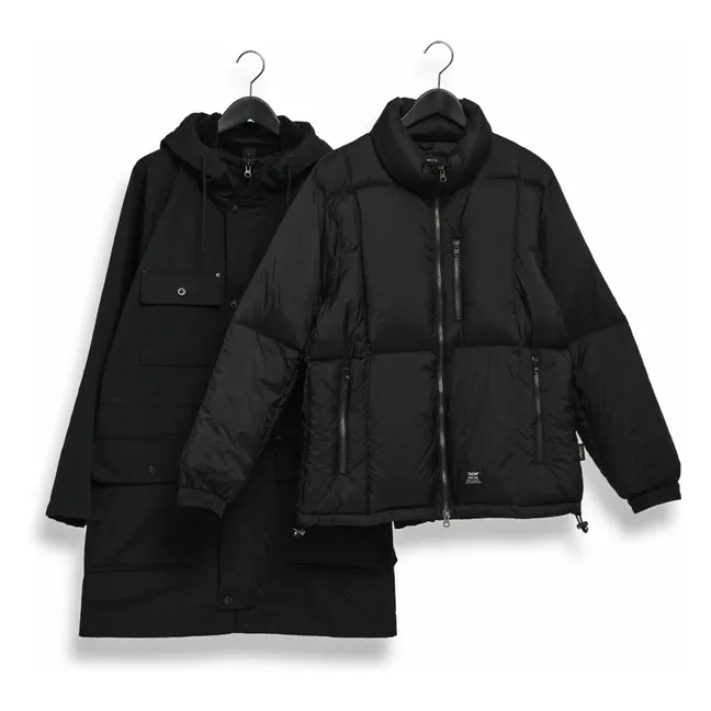 Chaqueta de plumón con capucha y volumen  | Negro