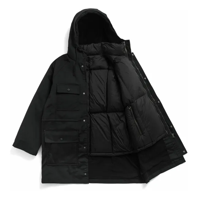 Chaqueta de plumón con capucha y volumen  | Negro