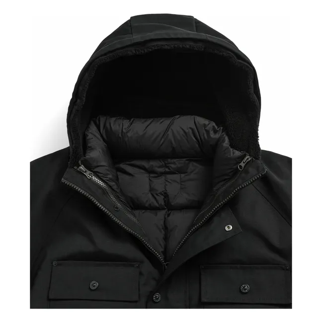 Chaqueta de plumón con capucha y volumen  | Negro